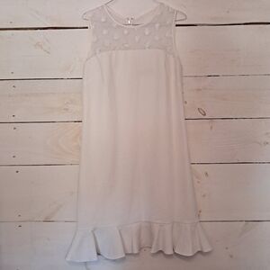 Karl Lagerfeld Paris Women's White Sleeveless Floral Applique Dress Size 6